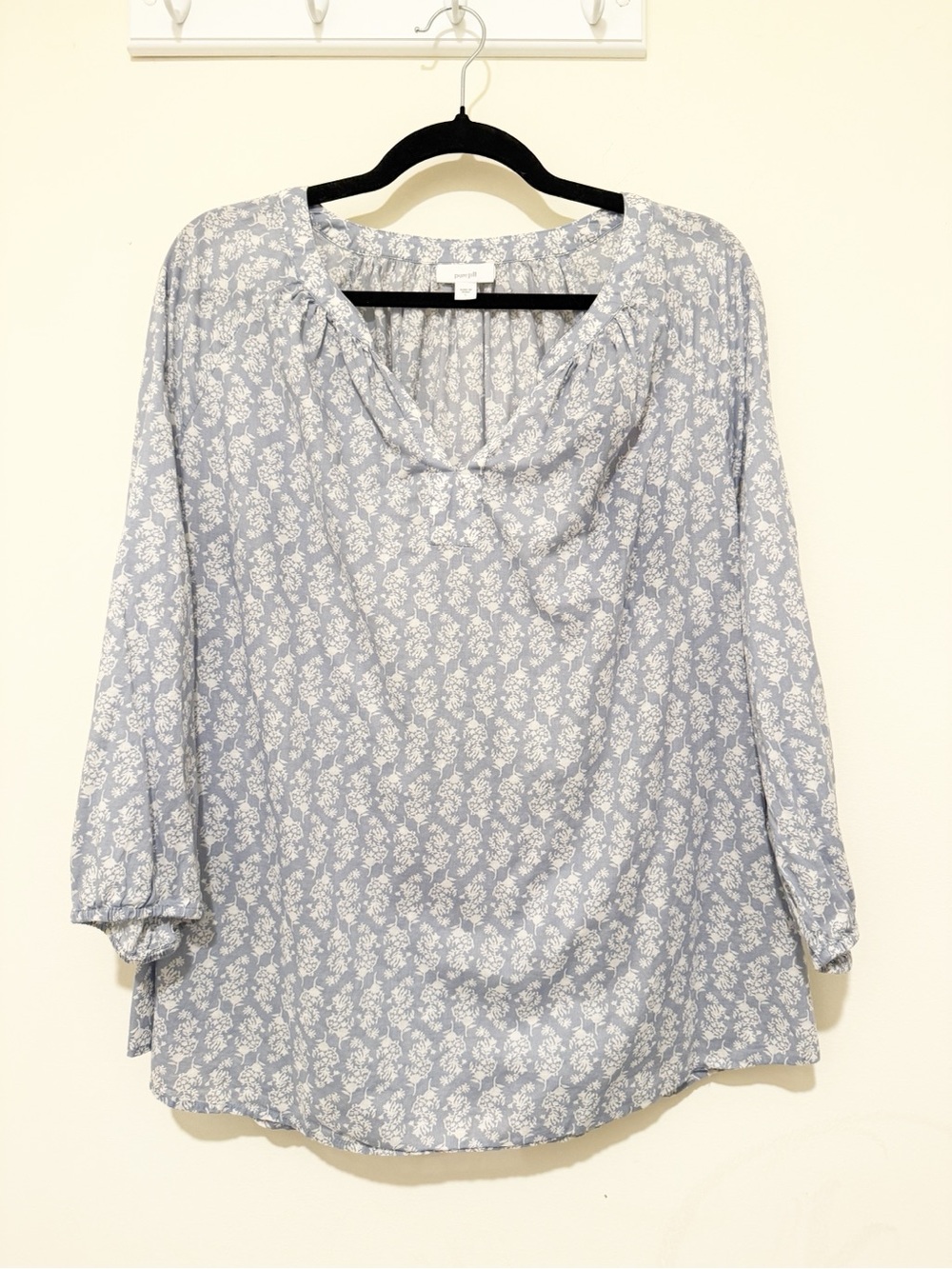 J. Jill Light Blue Floral Peasant Tunic